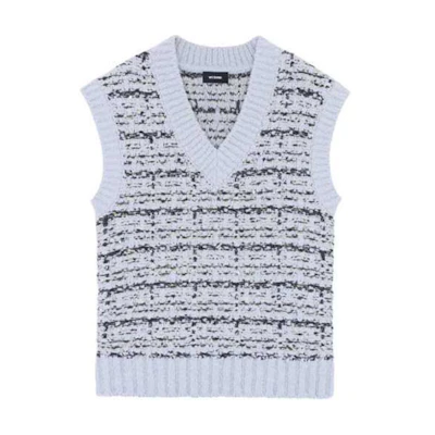 WE11DONE FW21 Tweed Knit Vest Unisex Blue WD-KV3-21-638-U-SK