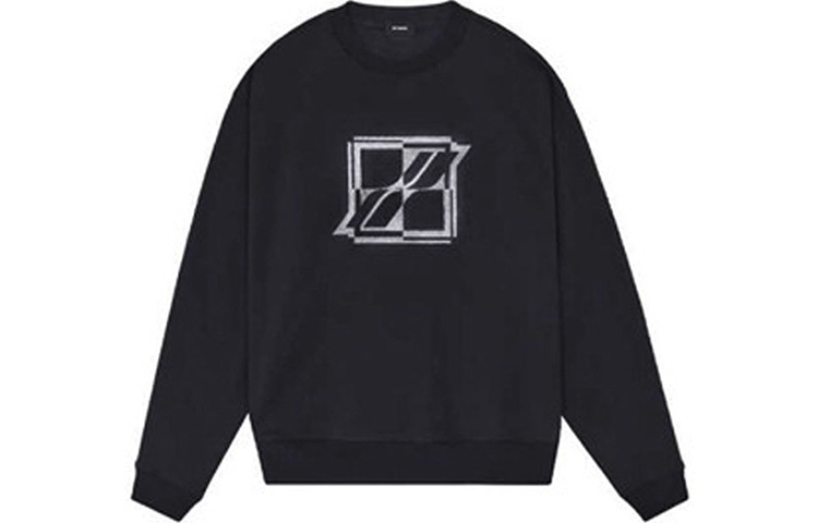WE11DONE FW21 Unisex Black Pullover Sweatshirt with Logo Print. WD-TS3-21-555-U-BK