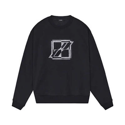 WE11DONE FW21 Unisex Black Pullover Sweatshirt with Logo Print. WD-TS3-21-555-U-BK