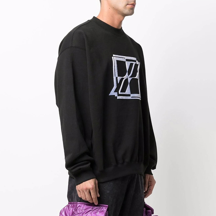 Lookbook WE11DONE 2021秋冬男女同款黑色印花标志套头卫衣 WD-TS3-21-555-U-BK