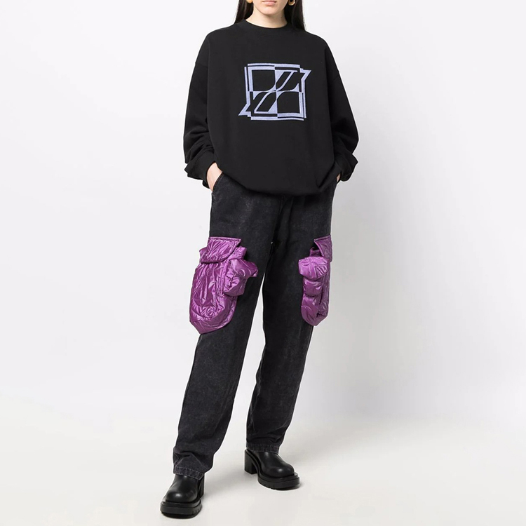 Purchase WE11DONE 2021秋冬男女同款黑色印花标志套头卫衣 WD-TS3-21-555-U-BK