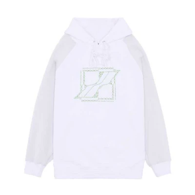 WE11DONE FW21 Unisex Logo Print Hoodie - White. WD-TH3-21-506-U-WH