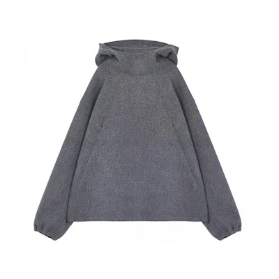 WE11DONE FW21 Unisex Minimalist Wool Hoodie Gray WD-JP3-21-090-U-GY