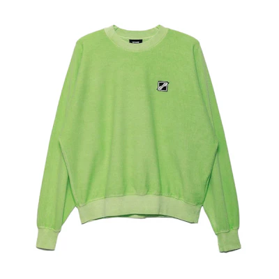 WE11DONE FW21 Unisex Oversized Logo Print Pullover Sweatshirt Green. WD-TS1-21-512-U-NGNEON