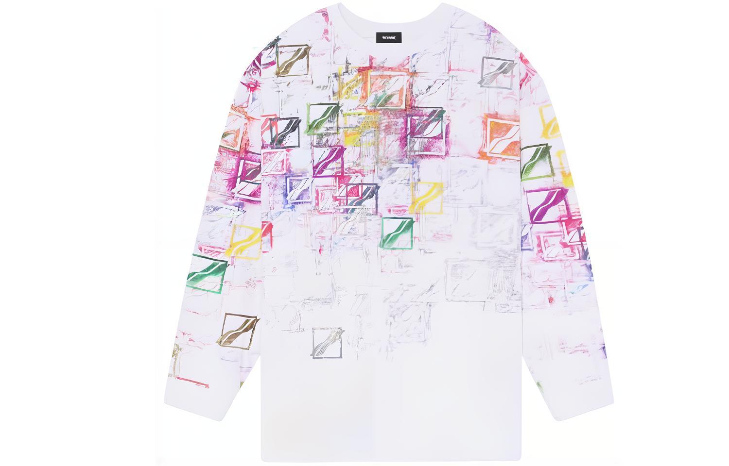 WE11DONE FW21 Unisex White Long Sleeve T-Shirt with Logo Patch. WD-TT3-21-599-U-WH