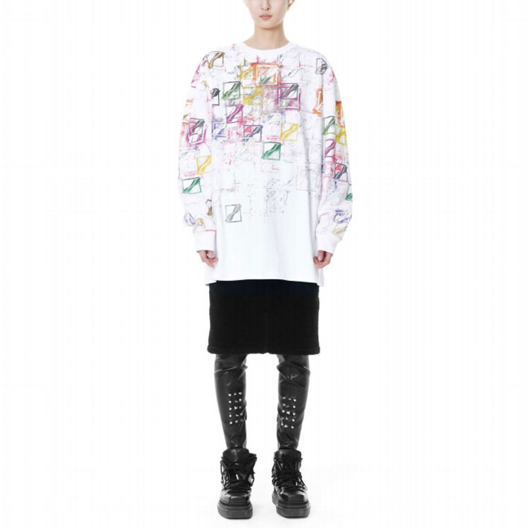 Lookbook WE11DONE FW21 男女同款白色長袖T恤附標誌貼片 WD-TT3-21-599-U-WH