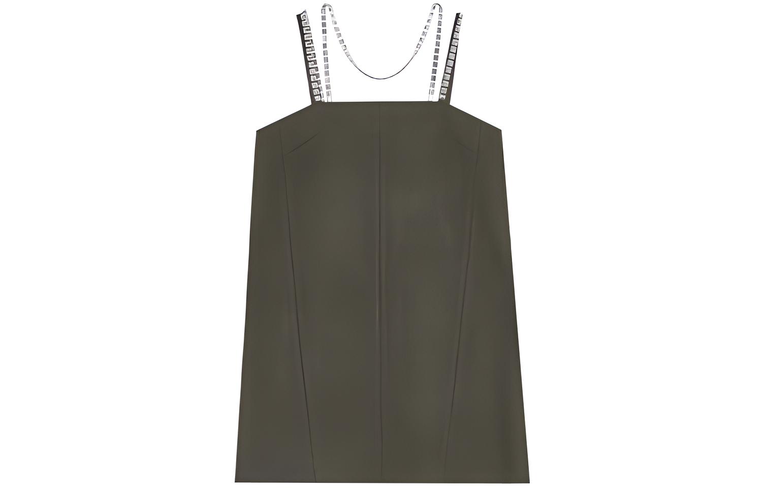 WE11DONE FW21 Wool Chain Mini Sleeveless A-Line Dress Dark Khaki WD-OP3-21-132-W-KK