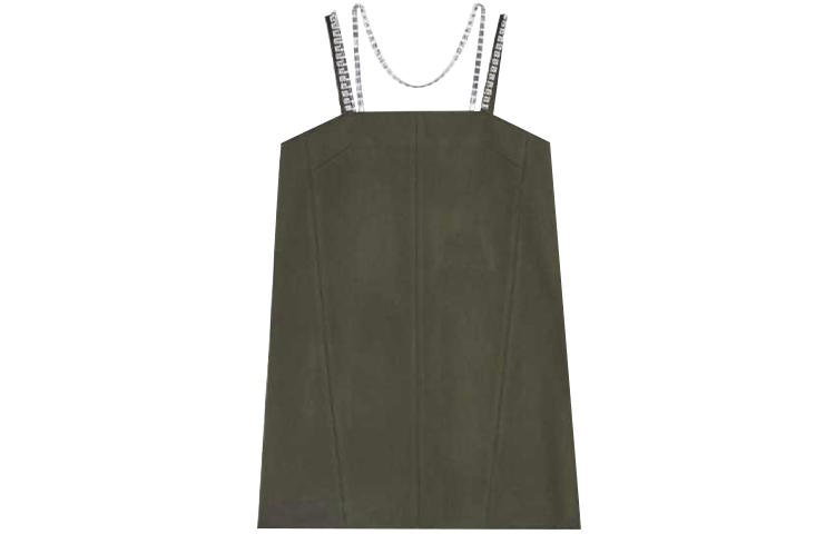 Order WE11DONE FW21 Wool Chain Mini Sleeveless A-Line Dress Dark Khaki WD-OP3-21-132-W-KK
