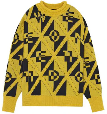 WE11DONE FW21 Yellow Jacquard Knit Wool Pullover Sweater Unisex WD-KO3-21-605-U-YE Buy WE11DONE FW21 Yellow Jacquard Knit Wool Pullover Sweater Unisex WD-KO3-21-605-U-YE