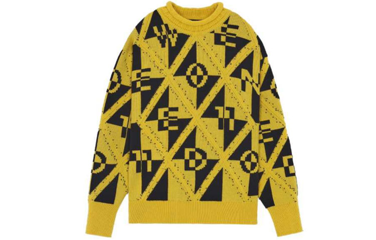 WE11DONE FW21 Yellow Jacquard Knit Wool Pullover Sweater Unisex WD-KO3-21-605-U-YE 圖 2