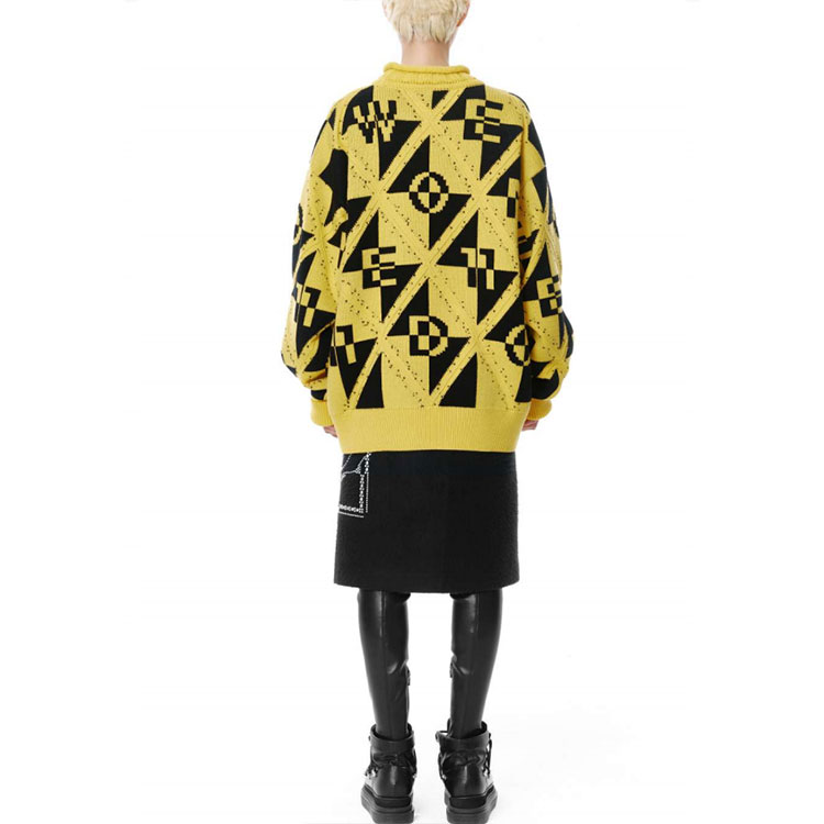WE11DONE FW21 Yellow Jacquard Knit Wool Pullover Sweater Unisex WD-KO3-21-605-U-YE 圖 4