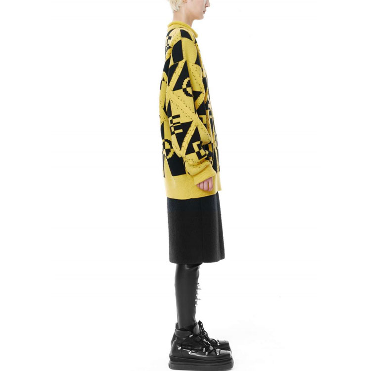 WE11DONE FW21 Yellow Jacquard Knit Wool Pullover Sweater Unisex WD-KO3-21-605-U-YE 圖 5