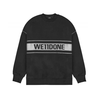 WE11DONE FW22 3M Reflective Logo Print Black Unisex Long Sleeve Sweatshirt WD-SS5-19-048-BK