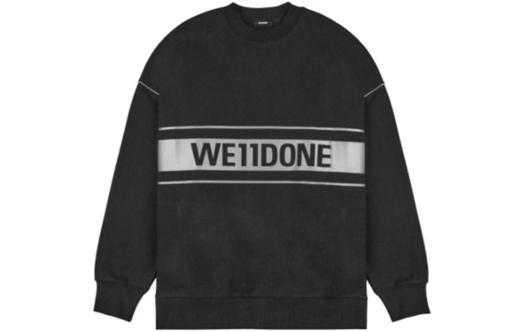 Order WE11DONE FW22 黑色3M反光標誌印花男女款長袖運動衫 WD-SS5-19-048-BK