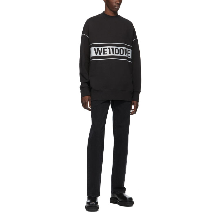 Purchase WE11DONE FW22 黑色3M反光標誌印花男女款長袖運動衫 WD-SS5-19-048-BK