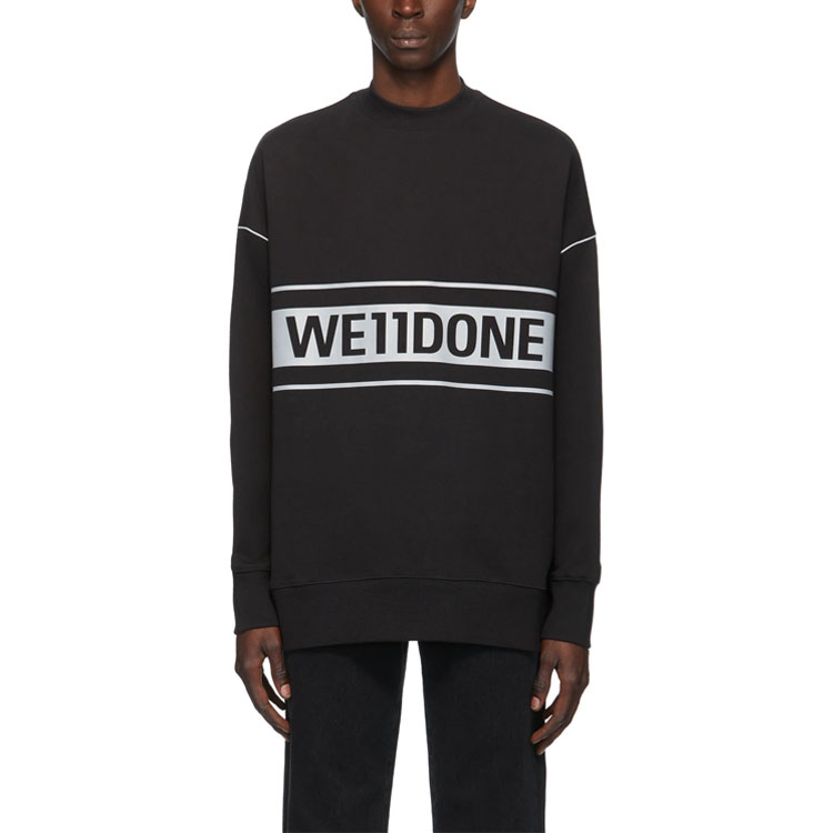 Details for WE11DONE FW22 黑色3M反光標誌印花男女款長袖運動衫 WD-SS5-19-048-BK