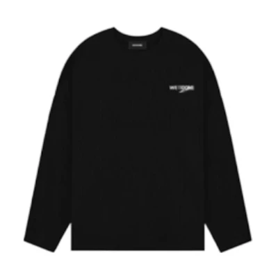 WE11DONE FW22 Black Graphic Print Long Sleeve T-Shirt. WD-TT3-22-793-U-BK