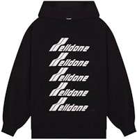 WE11DONE FW22 Black Logo Print Hoodie with Front Letter Graphics. WD-TH3-22-729-U-BK WE11DONE FW22 Black Logo Print Hoodie with Front Letter Graphics. WD-TH3-22-729-U-BK
