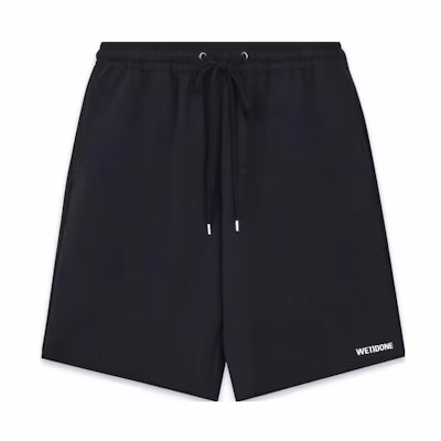 WE11DONE FW22 Solid Color Elastic Waist Logo Print Casual Shorts WD-TA3-22-749-U-BK