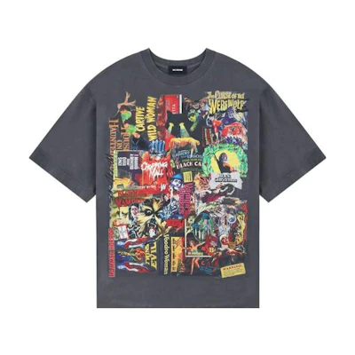 WE11DONE FW22 Abstract Pattern Print Unisex Brown Short Sleeve T-Shirt. WD-TT3-22-731-U-CH