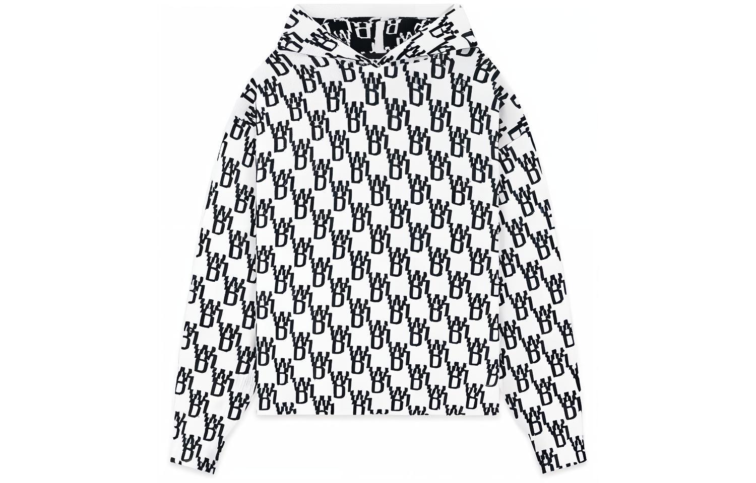 WE11DONE FW22 All-Over Logo Hoodie Unisex White Long-Sleeve Pullover. WD-KT3-22-628-U-IV 圖 2