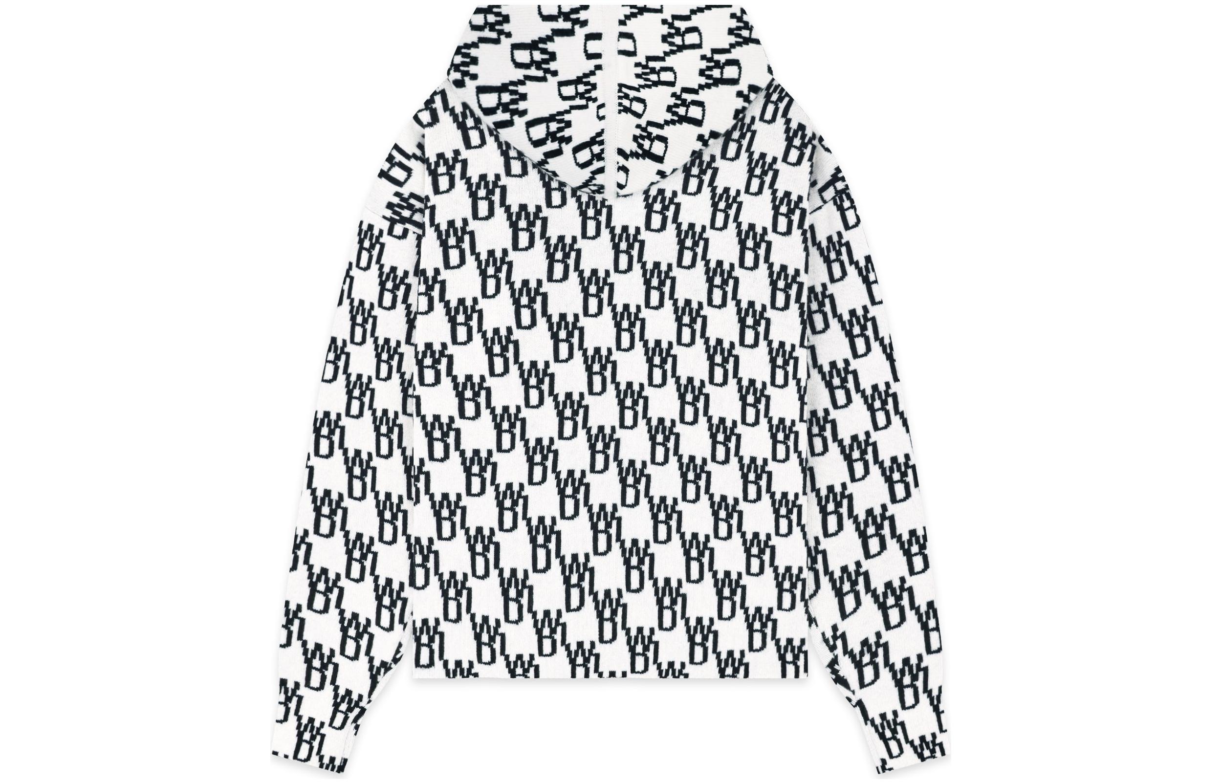 WE11DONE FW22 All-Over Logo Hoodie Unisex White Long-Sleeve Pullover. WD-KT3-22-628-U-IV 圖 3