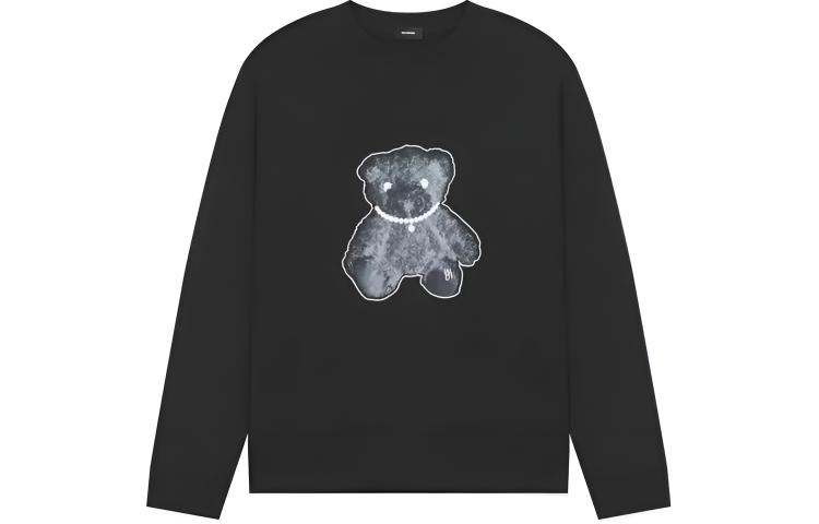 WE11DONE FW22 Bear Print Black Crewneck Sweatshirt Unisex Autumn WD-TT9-20-116-U-BK