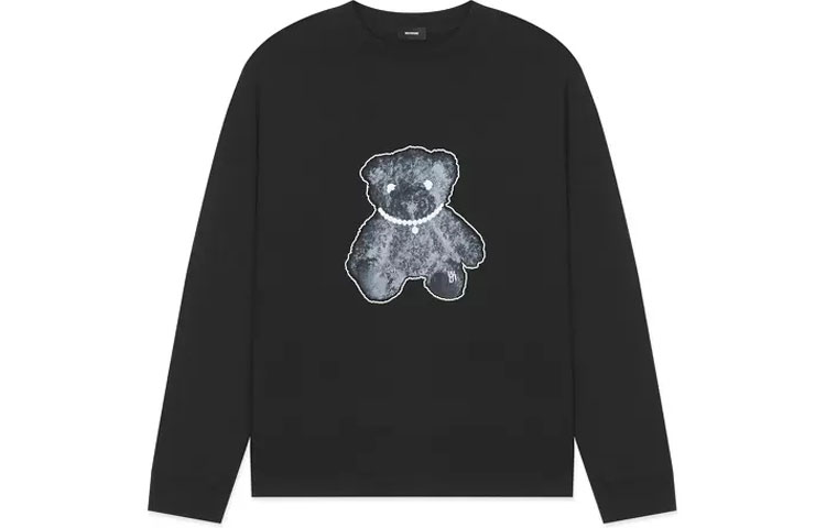 WE11DONE FW22 Bear Print Black Crewneck Sweatshirt Unisex Autumn WD-TT9-20-116-U-BK 圖 2