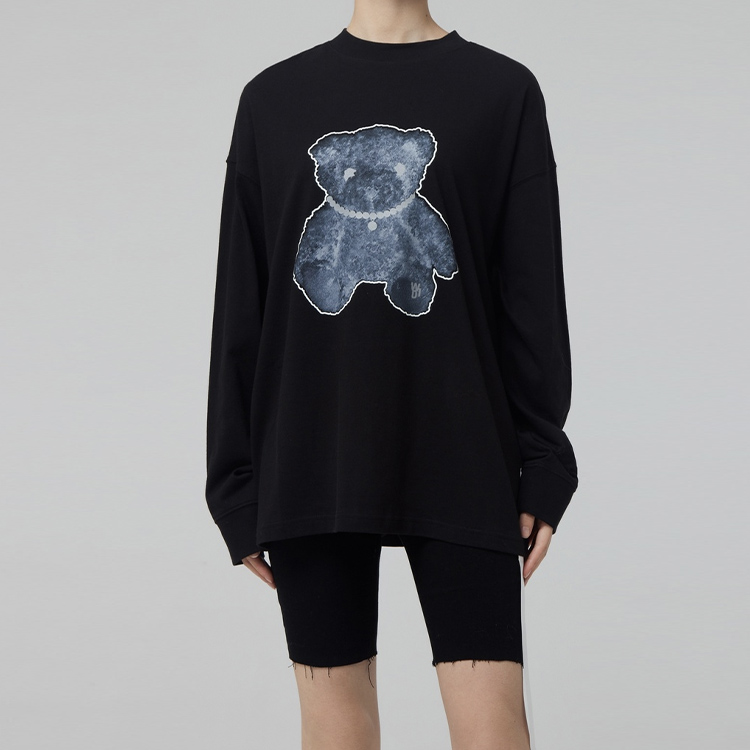 WE11DONE FW22 Bear Print Black Crewneck Sweatshirt Unisex Autumn WD-TT9-20-116-U-BK 圖 4