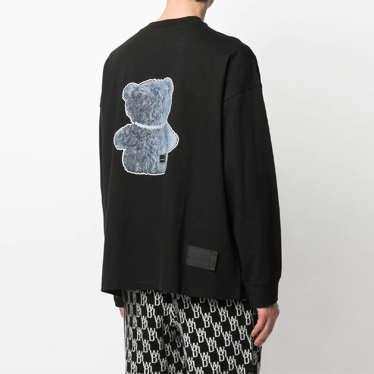 WE11DONE FW22 Bear Print Black Crewneck Sweatshirt Unisex Autumn WD-TT9-20-116-U-BK 圖 5