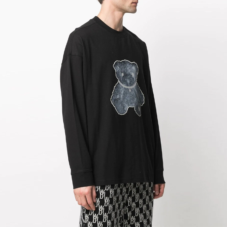 WE11DONE FW22 Bear Print Black Crewneck Sweatshirt Unisex Autumn WD-TT9-20-116-U-BK 圖 7
