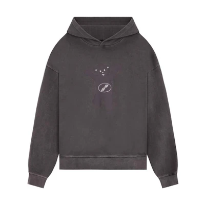 WE11DONE FW22 Bear Print Logo Unisex Grey Hoodie. WD-TH3-22-727-U-CH