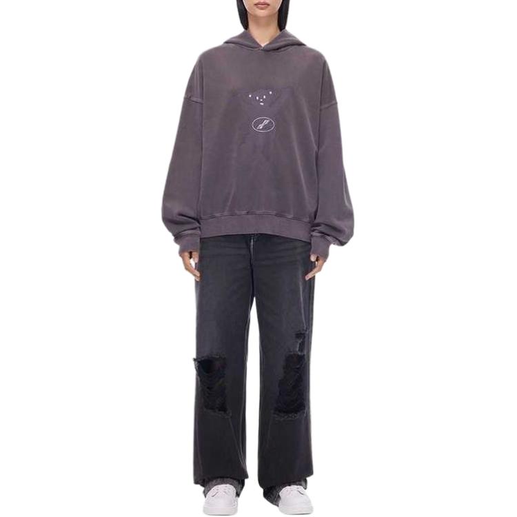 Lookbook WE11DONE FW22 Bear Print Logo Unisex Grey Hoodie. WD-TH3-22-727-U-CH