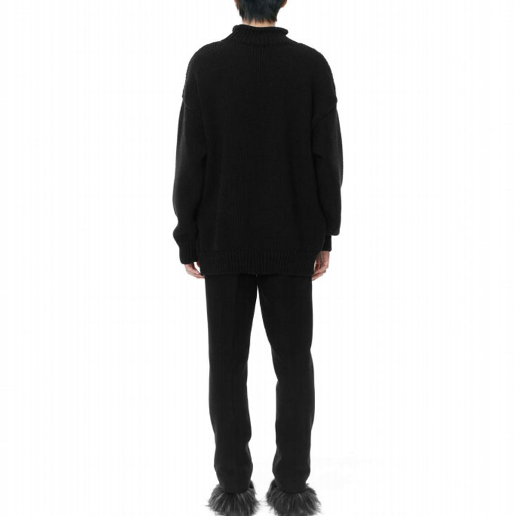 WE11DONE FW22 Black Argyle Wool Knit Sweater Unisex Crewneck. WD-KT3-21-648-U-BK 圖 4