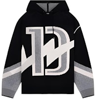 WE11DONE FW22 Black Colorblock Logo Hoodie Unisex Long Sleeve Sweatshirt WD-KT3-22-634-U-BK WE11DONE FW22 Black Colorblock Logo Hoodie Unisex Long Sleeve Sweatshirt WD-KT3-22-634-U-BK