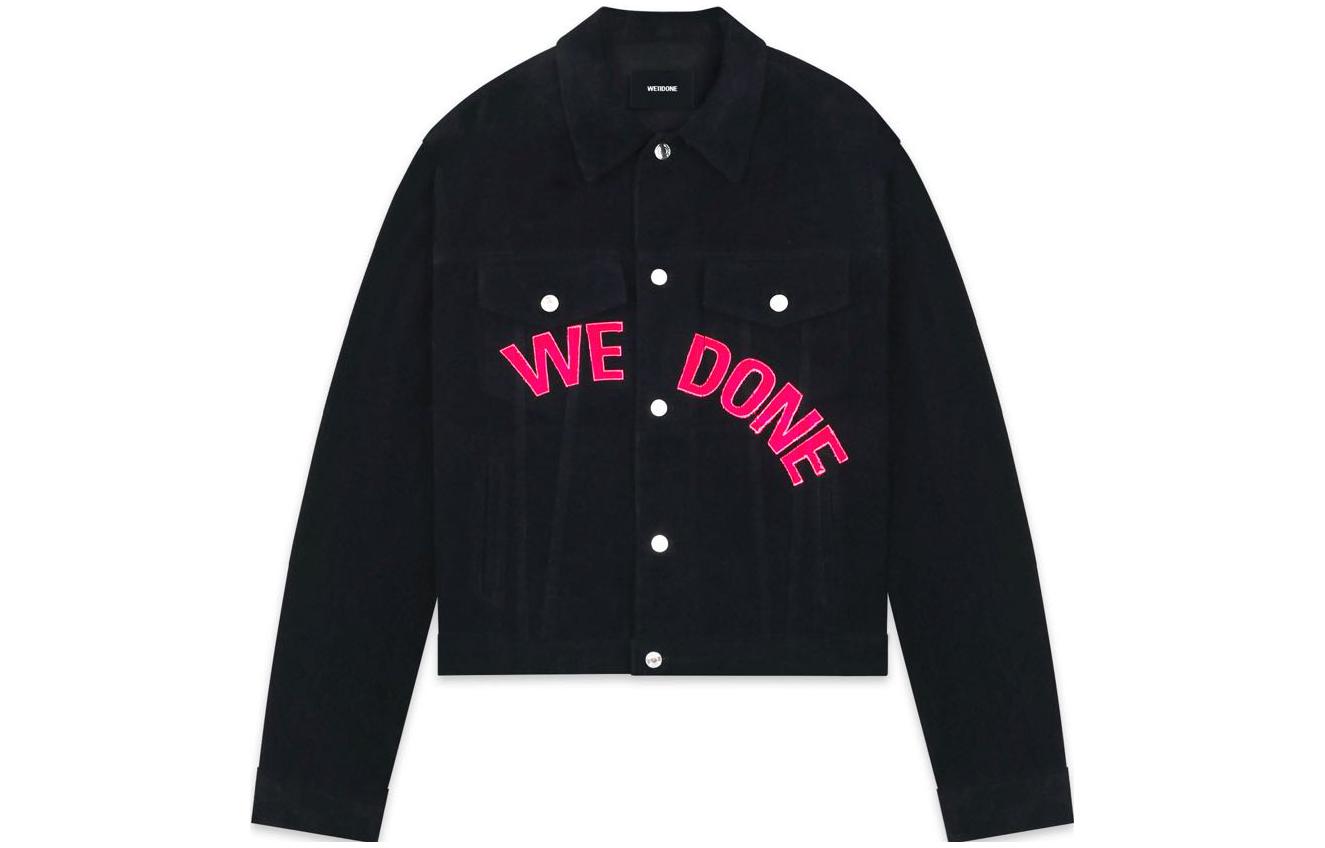 WE11DONE FW22 Black Letter Logo Print Collared Jacket Unisex WD-DJ3-22-375-U-BK