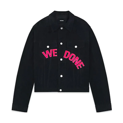 WE11DONE FW22 Black Letter Logo Print Collared Jacket Unisex WD-DJ3-22-375-U-BK