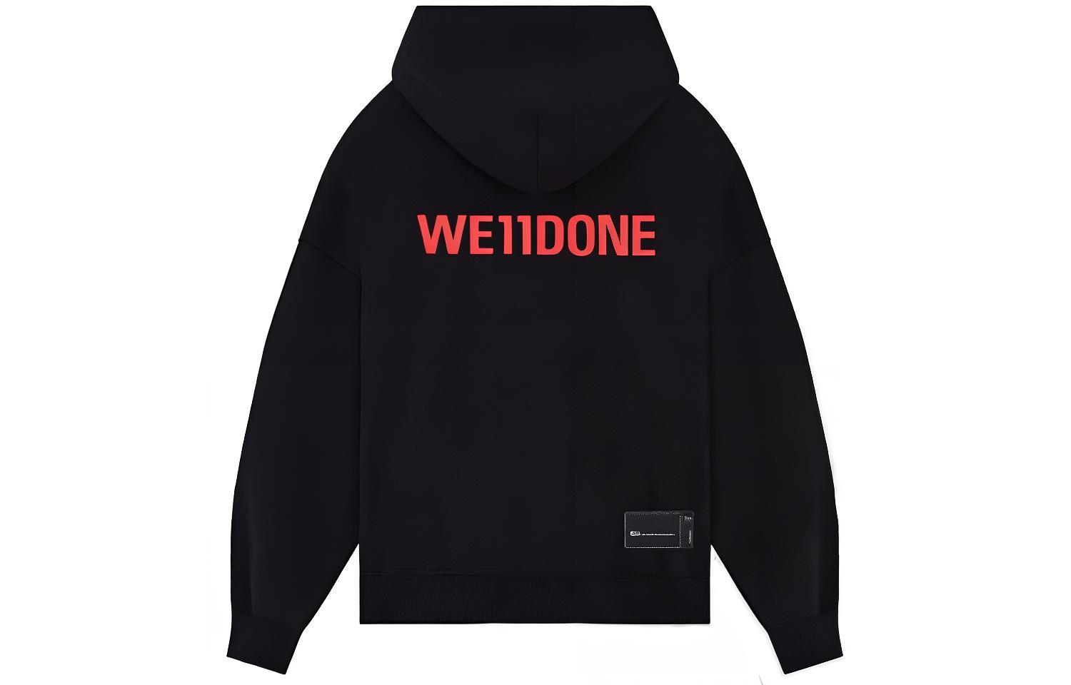 WE11DONE FW22 Black Letter Print Hoodie Unisex Pullover Long Sleeve WD-TH3-22-713-U-BK