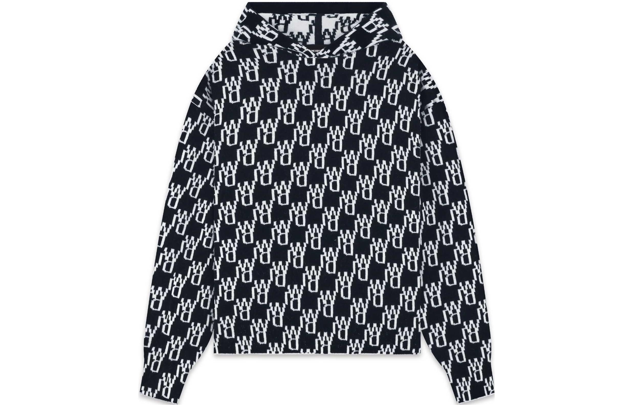 Order WE11DONE FW22 黑色標誌印花連帽衫 unisex 套頭毛衣. WD-KT3-22-628-U-BK