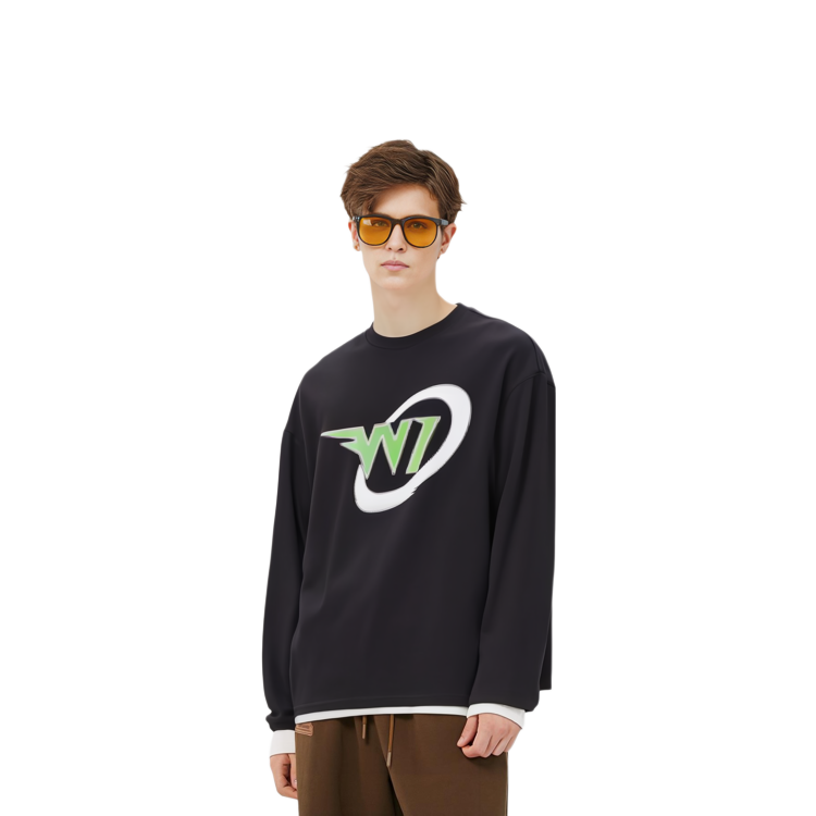 Lookbook WE11DONE FW22 黑色logo印花男女同款套头衫 WD-TT3-22-791-M-BK