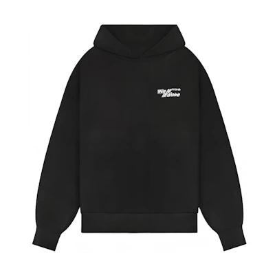 WE11DONE FW22 Black Logo Print Unisex Hoodie. WD-TH3-22-825-U-BK