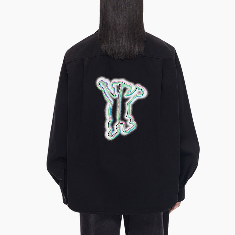 WE11DONE FW22 Black Long Sleeve Shirt with Logo and Colorful Teddy Bear Print WD-SH3-22-191-U-BK 圖 5