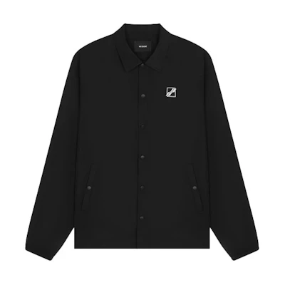 WE11DONE FW22 Black Polo Collar Jacket with Chest Logo Unisex. WD-JP3-22-088-U-BK