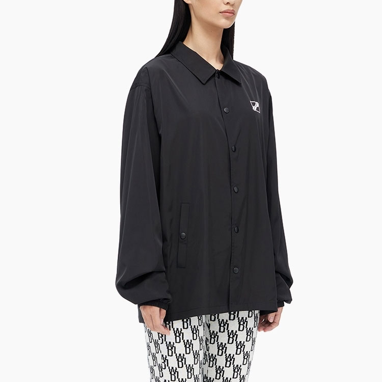 Details for WE11DONE FW22 Black Polo Collar Jacket with Chest Logo Unisex. WD-JP3-22-088-U-BK