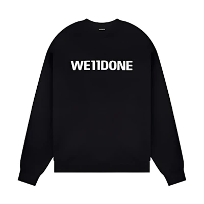 WE11DONE FW22 Black Pullover Sweatshirt with Chest Logo Unisex Crewneck WD-TS3-22-844-U-BK