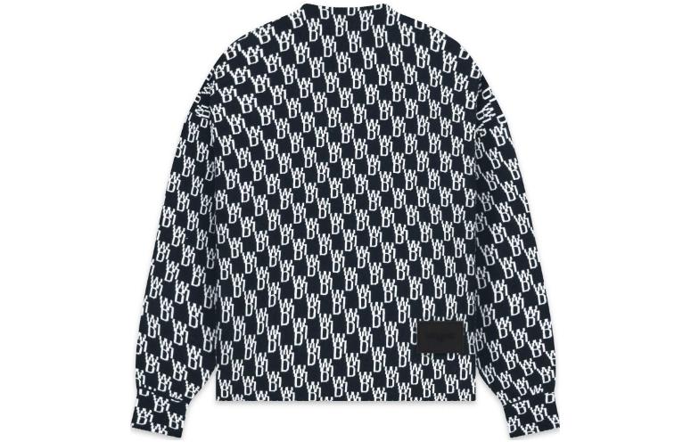 Lookbook WE11DONE FW22 黑色羊毛V領字母印花開襟外套 男女通用款 WD-KT3-22-645-U-BK