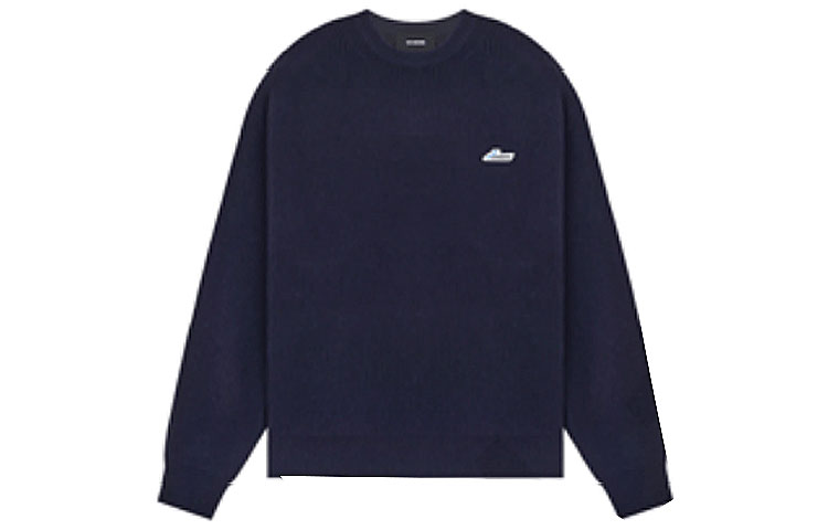 WE11DONE FW22 Blue Letter Logo Knit Sweatshirt Unisex Crewneck WD-KT3-22-647-U-NV