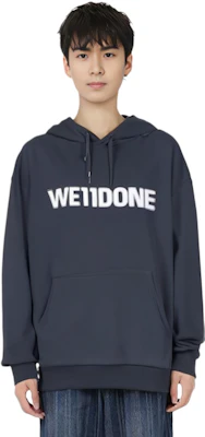 WE11DONE FW22 Hoodie Biru Logo Print Pullover WD-TH3-22-845-U-DN Shop WE11DONE FW22 Hoodie Biru Logo Print Pullover WD-TH3-22-845-U-DN