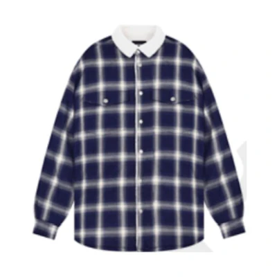 WE11DONE FW22 Blue Striped Jacket with Mini Logo Unisex Medium Fit WD-SH3-22-141-U-NV