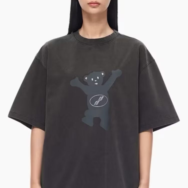 Purchase WE11DONE FW22 卡通泰迪熊圖案男女款深灰色T恤 WD-TT3-22-715-U-CH